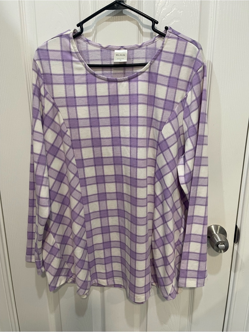 Blair Women's Lavender Plaid Long-Sleeve Top size xl